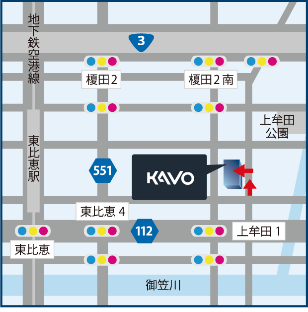 福岡ショールームの地図